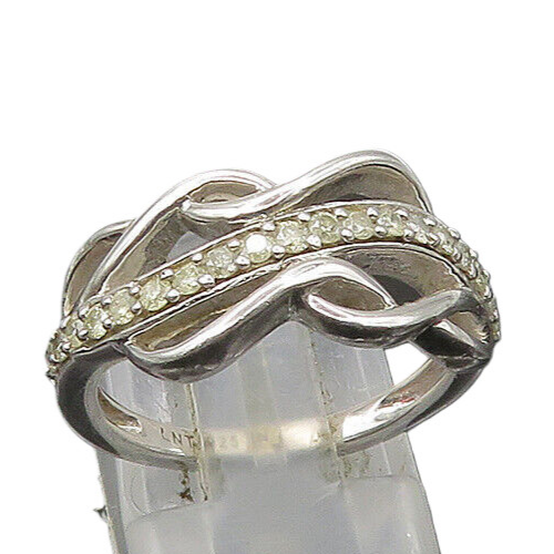 925 Silver  Vintage Genuine Diamonds Split Swirl Band Ring Sz 7  RG21455