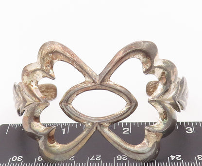 925 Sterling Silver Vintage Bracelet Southwestern Floral Cutout Cuff BT10381