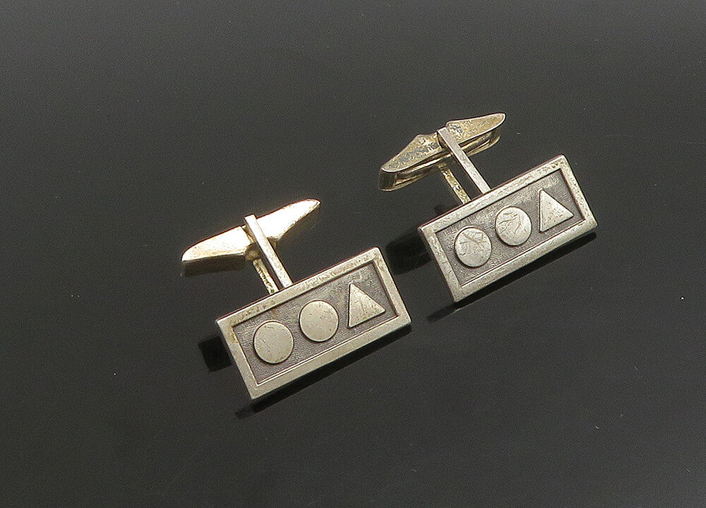 925 Sterling Silver Vintage Multi Shape Pattern Square Cufflinks TR3177