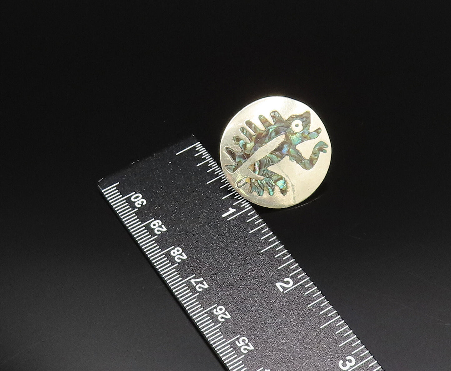 MEXICO 925 Silver  Vintage Inlaid Abalone Reptile Screw Back Earrings  EG12144