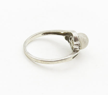 925 Sterling Silver  Vintage Quartz & Genuine Diamonds Band Ring Sz 6  RG15991