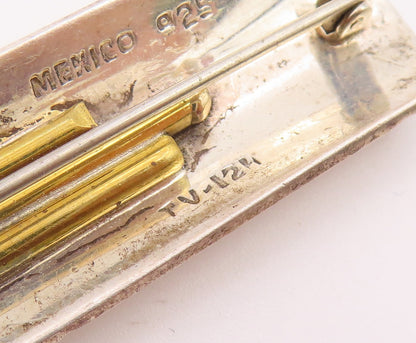 MEXICO 925 Sterling Silver  Vintage Two Tone Golf Clubs Brooch Pin  BP4451