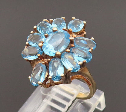 10K GOLD  Vintage Oval Shaped London Blue Topaz Royal Ring Sz 4.25  GR628