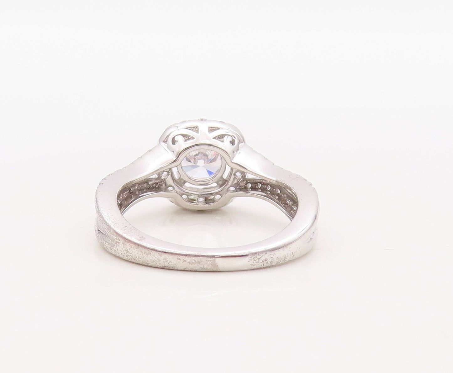925 Sterling Silver Vintage Ring Designer Round Cutout CZ Inlay  Sz 7  RG30937