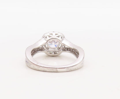 925 Sterling Silver Vintage Ring Designer Round Cutout CZ Inlay  Sz 7  RG30937
