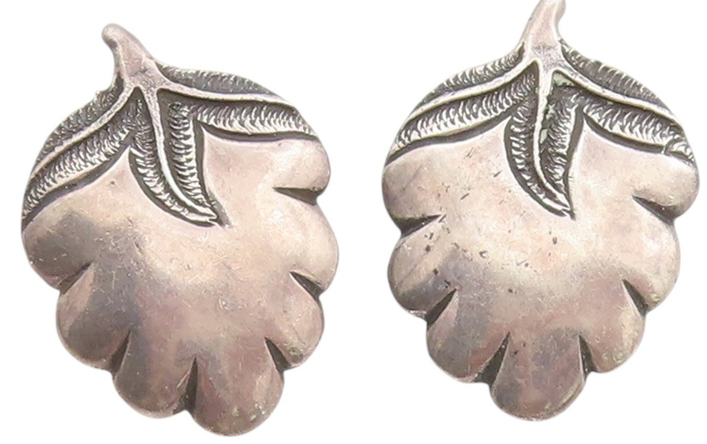 925 Sterling Silver Vintage Earrings Dark Tone Botanical Leaf Clip On  EG13753