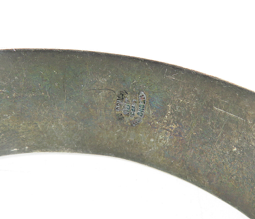 MEXICO 925 Sterling Silver  Vintage Oxidized Cutout Bangle Bracelet  BT1900