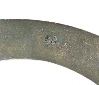 MEXICO 925 Sterling Silver  Vintage Oxidized Cutout Bangle Bracelet  BT1900