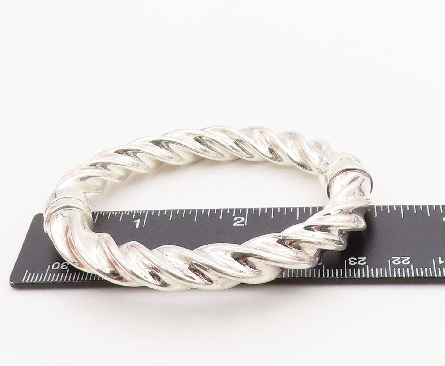 925 Sterling Silver Vintage Bracelet Modernist Intertwined Rope Bangle  BT11397