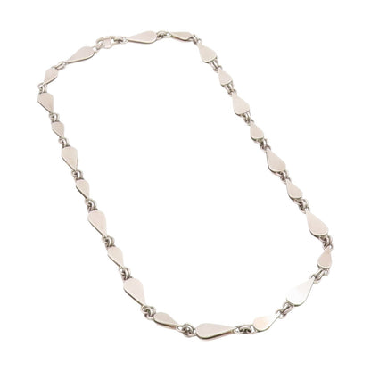 925 Sterling Silver Vintage Necklace Interlocking Teardrop Link Chain NE4688