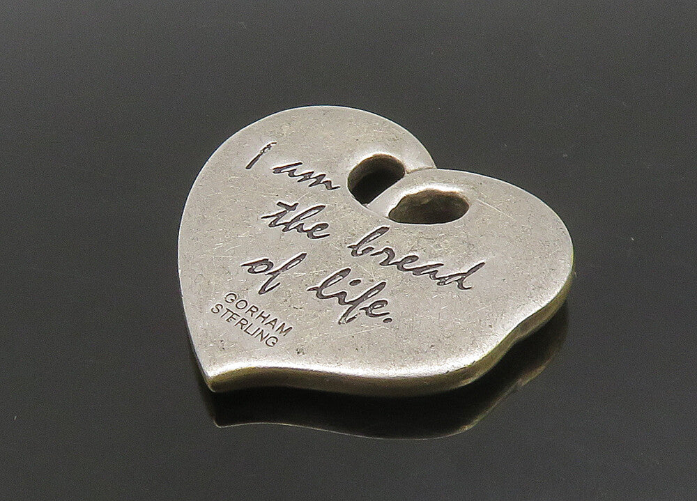 GORHAM 925 Silver  Vintage I Am The Bread Of Life Wheat Heart Pendant  PT19352