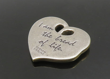 GORHAM 925 Silver  Vintage I Am The Bread Of Life Wheat Heart Pendant  PT19352