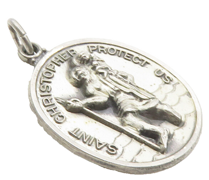 HAYWARD 925 Sterling Silver  Vintage Saint Christopher Prayer Pendant  PT7777