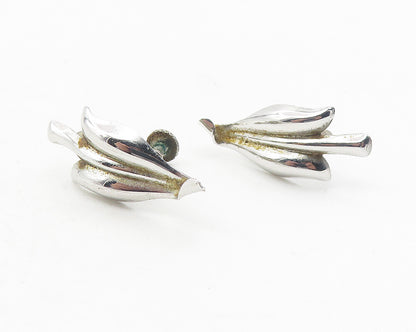 BOND BOYD 925 Silver  Vintage Shiny Modernist Non Pierce Drop Earrings  EG6271