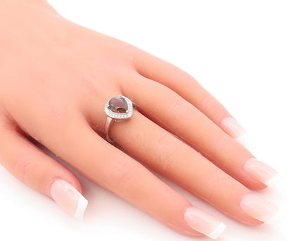 925 Sterling Silver Vintage Ring Drop Cut Smoky Quartz Halo Topaz  Sz 7  RG29468
