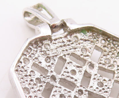 925 Sterling Silver Vintage Pendant Sparkling CZ Geometric Tassel Drop  PT25745