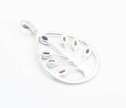 925 Silver  Topaz Amethyst Citrine Peridot & Tanzanite Tree Pendant  PT6119