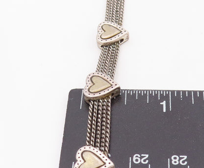 925 Sterling Silver Vintage Bracelet Love Heart Multi Strand Link Chain  BT11504