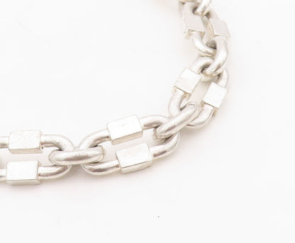 925 Sterling Silver Vintage Necklace Solid Oval Box Cutout Chain  NE4336