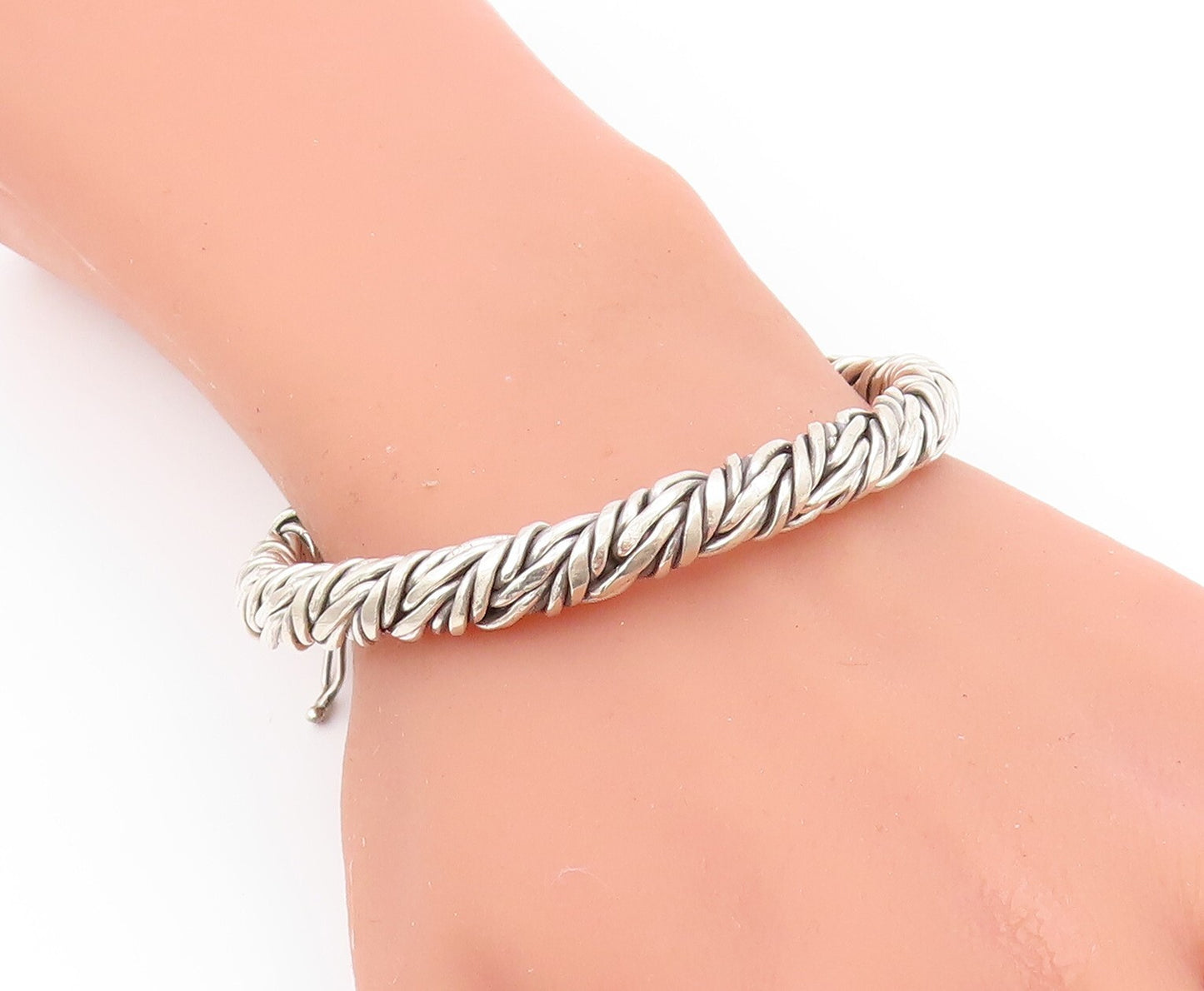 925 Sterling Silver Vintage Bracelet SAMUEL BENHAM Brutalist Braded BT10997