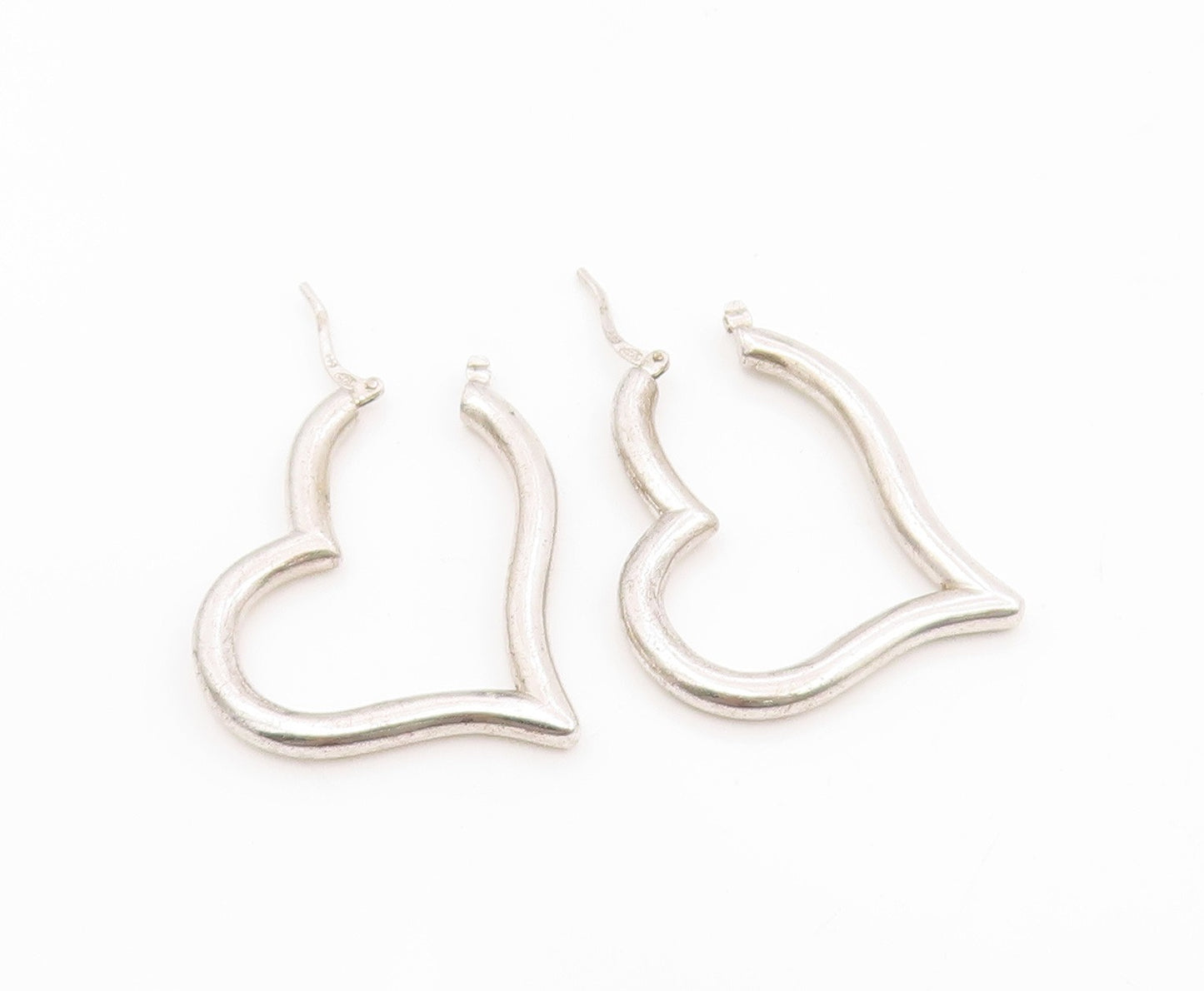 925 Sterling Silver Vintage Earrings Minimalist Open Love Heart Hoops  EG13970