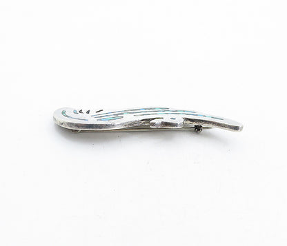 MEXICO 925 Sterling Silver  Vintage Turquoise Mosaic Bird Brooch Pin  BP2043