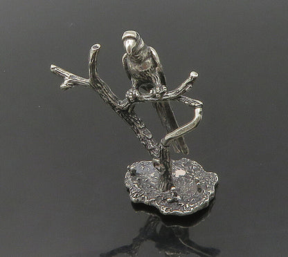 925 Sterling Silver  Vintage Shiny Parrot Perched On Branch Trinket  TR2577