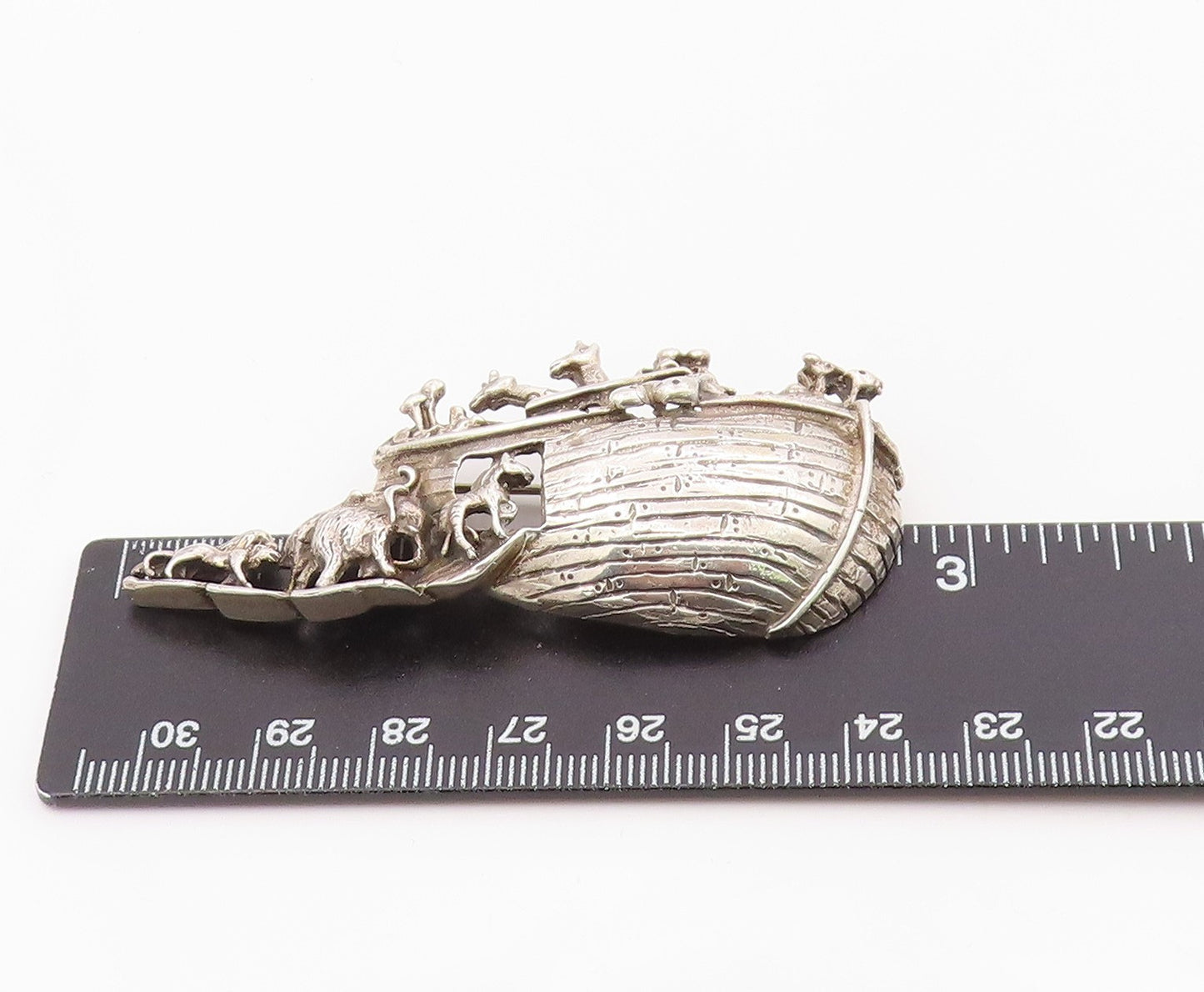925 Sterling Silver Vintage Brooch Classic Noah's Ark Animal Figure Pin  BP12553