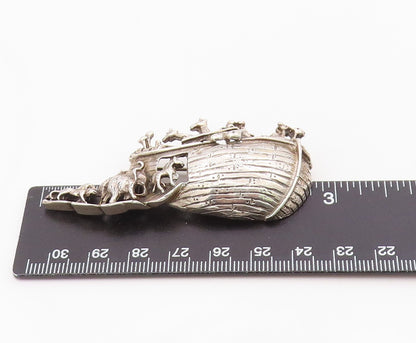 925 Sterling Silver Vintage Brooch Classic Noah's Ark Animal Figure Pin  BP12553