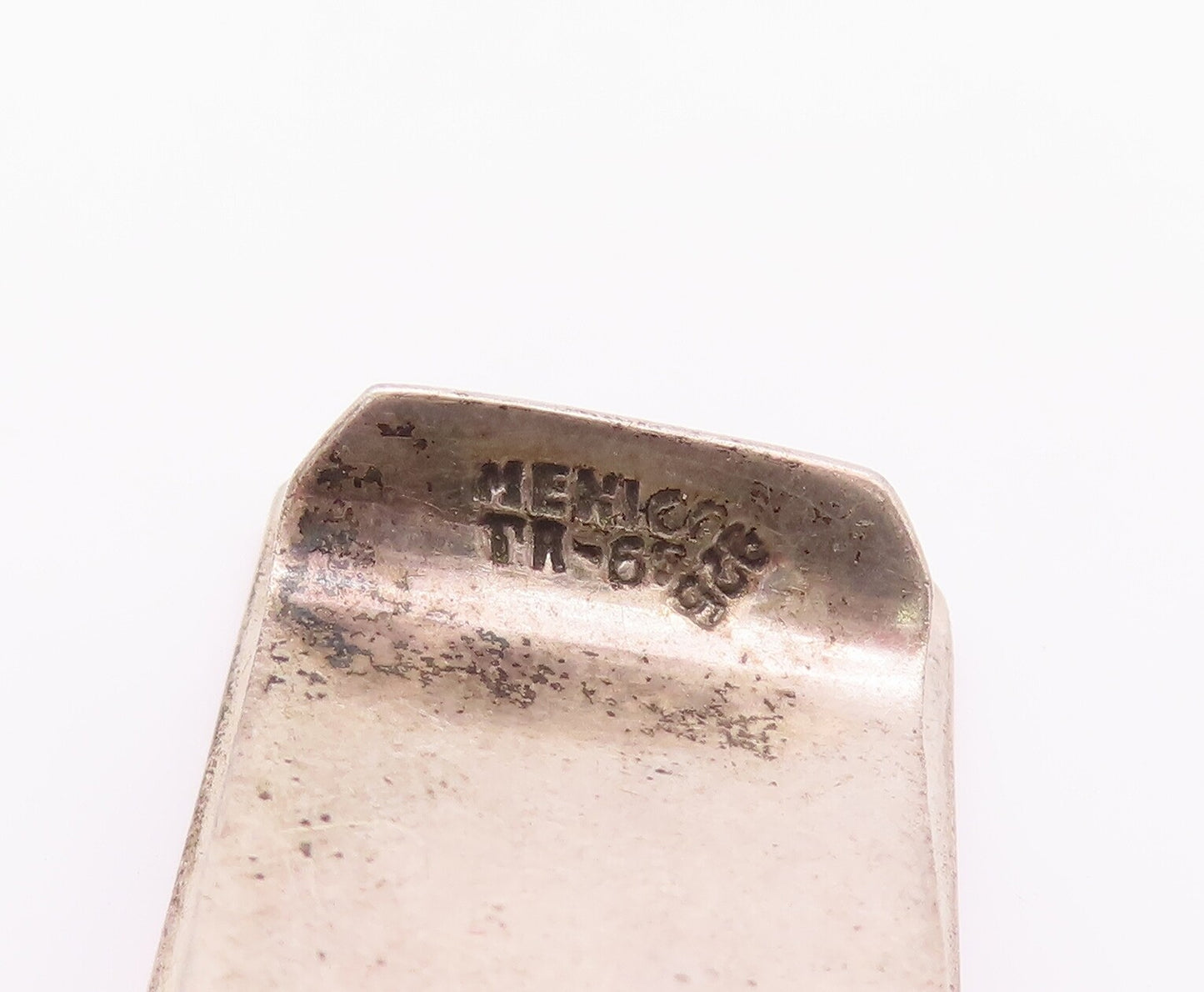 925 Sterling Silver Vintage Money Clip MEXICO Ancient Etched Rectangular  TR3739