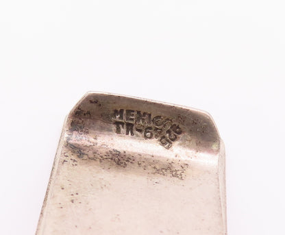 925 Sterling Silver Vintage Money Clip MEXICO Ancient Etched Rectangular  TR3739
