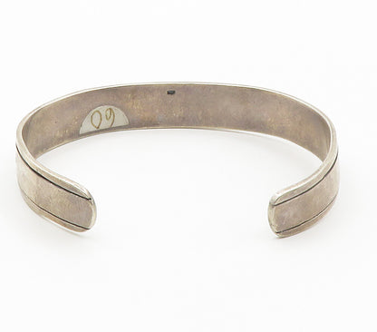 925 Sterling Silver  Vintage Cutout Pattern Dark Tone Cuff Bracelet  BT5792