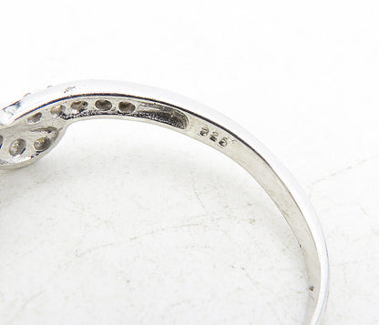 925 Sterling Silver  Genuine Diamonds Ribbon Design Band Ring Sz 8  RG8726