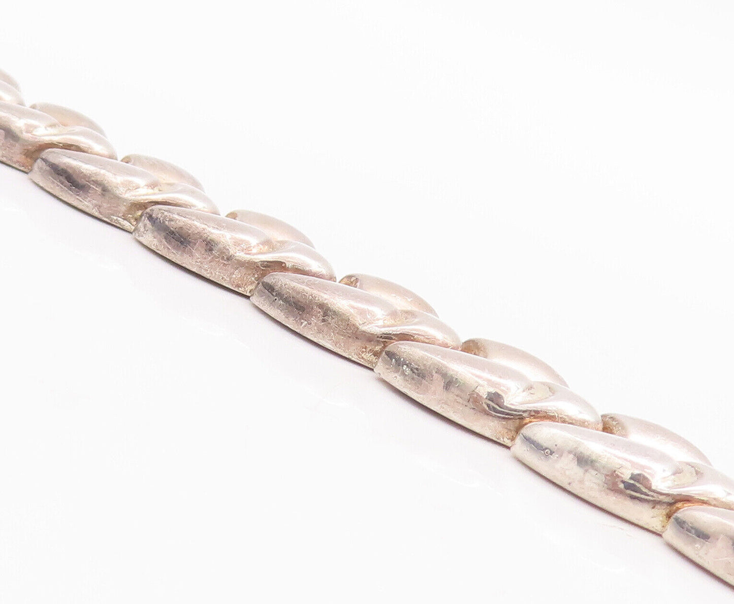 925 Sterling Silver Vintage Bracelet Brutalist Carved Puffed Design  BT10644