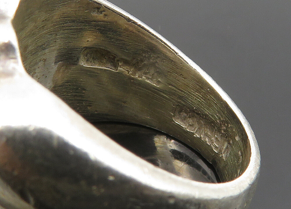 MEXICO 925 Sterling Silver  Vintage Sculpted Shiny Band Ring Sz 6  RG21942