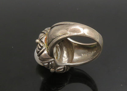 925 Sterling Silver   Vintage Cultured Pearl Floral Cocktail Ring Sz 8 RG23372