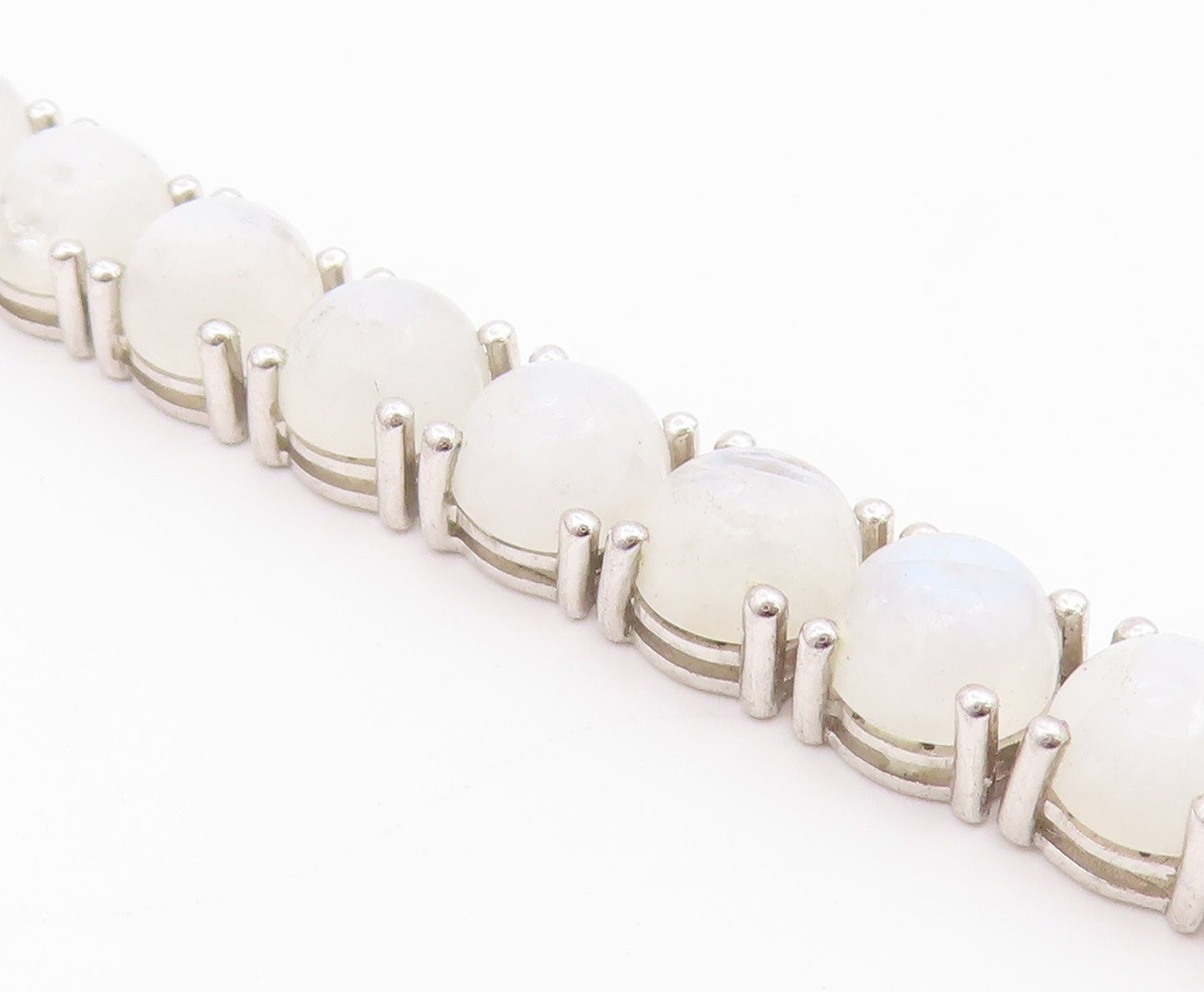 925 Sterling Silver  Vintage Cabochon Cut Quartz Chain Bracelet  BT8992