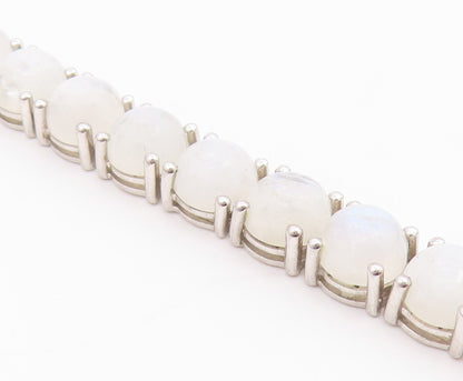 925 Sterling Silver  Vintage Cabochon Cut Quartz Chain Bracelet  BT8992