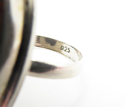 925 Sterling Silver  Vintage Minimalist Jasper Cocktail Ring Sz 7  RG3756