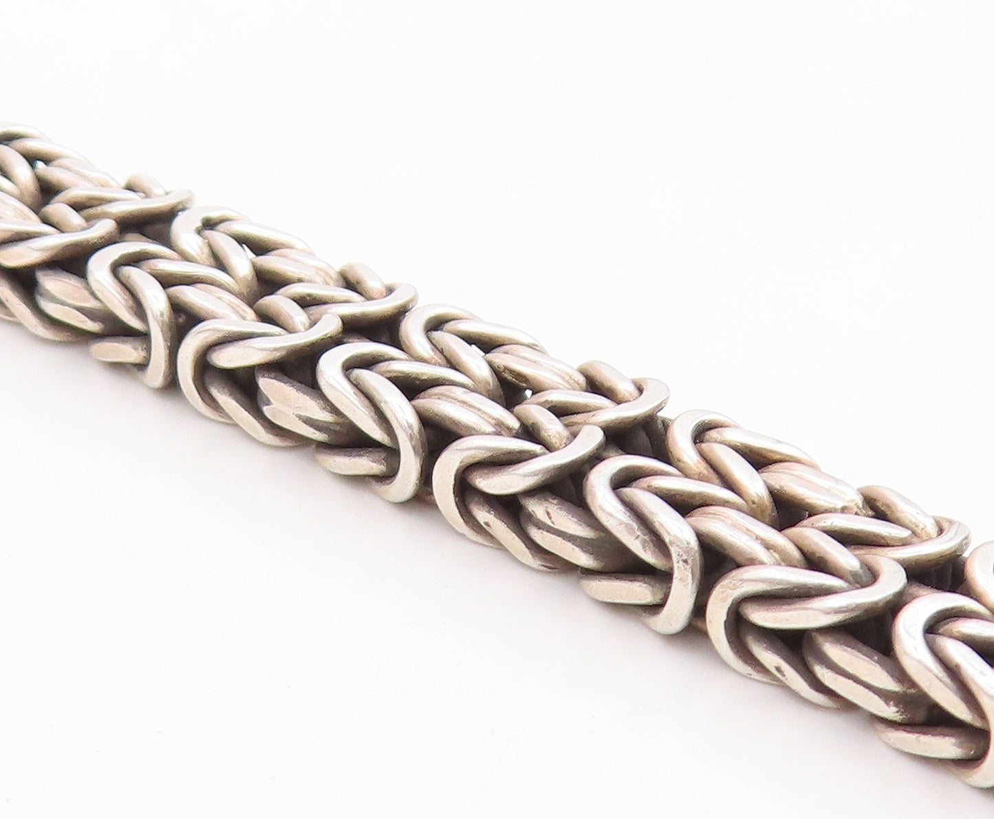 925 Sterling Silver Vintage Bracelet Classic Scrollwork Byzantine Chain  BT12053