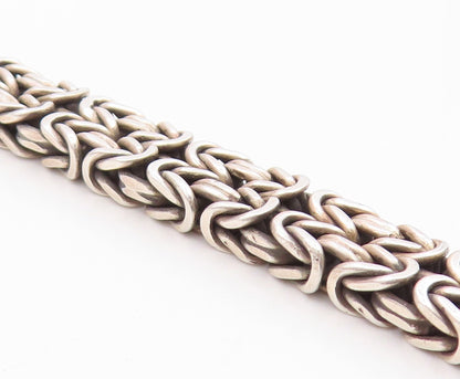 925 Sterling Silver Vintage Bracelet Classic Scrollwork Byzantine Chain  BT12053
