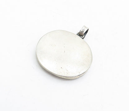 925 Sterling Silver  Vintage Floral Leaf Vine Cutout Round Pendant  PT3643