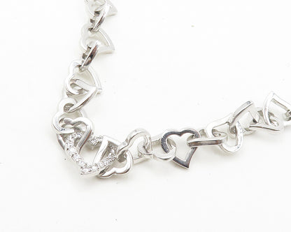 925 Sterling Silver  Shiny Polished Open Love Heart Chain Necklace  NE2960