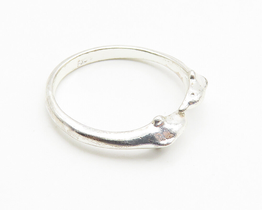 925 Sterling Silver  Shiny Petite Dolphins Bypass Band Ring Sz 7  RG10605