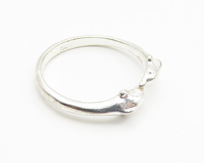925 Sterling Silver  Shiny Petite Dolphins Bypass Band Ring Sz 7  RG10605