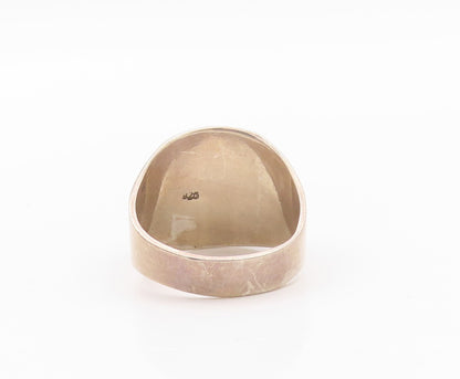 925 Sterling Silver Vintage Ring Modernist Grooved Signet Design  SZ 10  RG32304