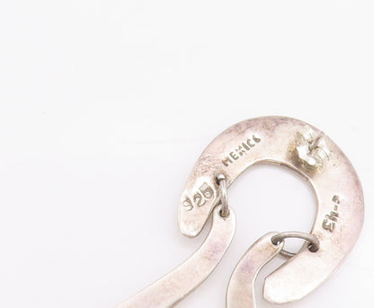 925 Sterling Silver Vintage Earrings MEXICO Swirled Carved Double 'U'  EG13030