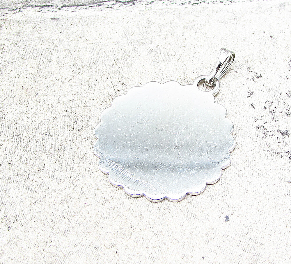 925 Sterling Silver  Decorated KYM Initials Drop Pendant  PT1759