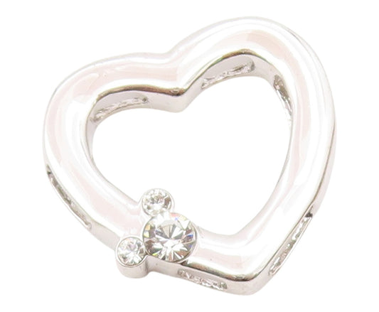 925 Sterling Silver  Cubic Zirconia Mickey Mouse Love Heart Pendant  PT16427