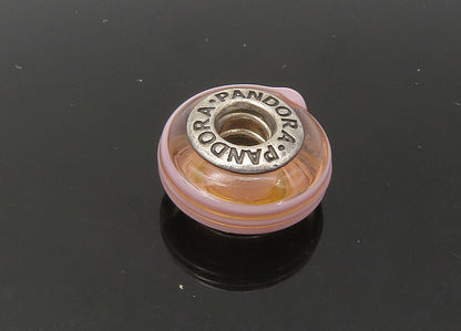 PANDORA 925 Sterling Silver  Vintage Pink Enamel Round Slide Pendant  PT18437